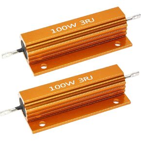2 Pcs 3 Ohm 100W Wirewound Resistors, Aluminum Shell Resistor for Doorbell, Led, Power Supply Equipment