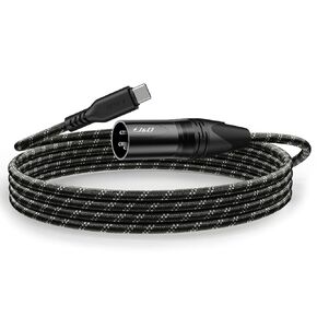 J&D USB Type C to XLR Male Audio Output Cable, 6.6ft Braided for Amplifier, Speaker, Mixer Console, Compatible with iPhone 15/16 and Galaxy S24 Series, 6.6 Feet