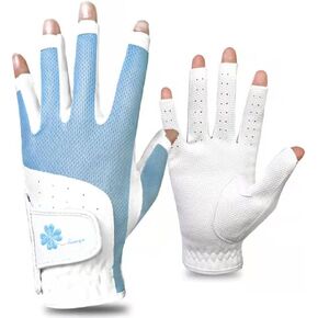 Adult Golf Gloves Breathable Fingerless Ladies Golf Gloves, Elastic Lycra Fabric, A Pair of Left and Right Hands -18-21