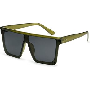 Dollger Square Oversized Sunglasses for Women Men Fashion Flat Top Big Black Frame Shades