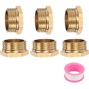 uxcell 2 Pcs Brass Reducer Hex Bushing G1/2" Male x G1/8" Female Threaded Reducing Pipe Adapter Fitting with PTFE Tape for Plumbing, Fuel Lines, and Pneumatic Systems