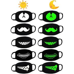 Cool Luminous Mouth Mask 4 Pack Unisex Cotton Black Face Mouth Mask-Glow