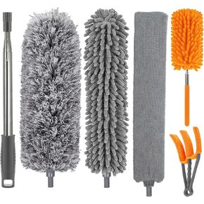 Dusters for Cleaning High Ceiling Fan, Newliton Microfiber Duster with Extension Pole 30-100" Long Handle for Ceiling Fans, Blinds, Cobweb, Home, Blue