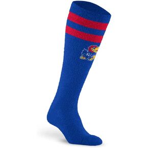 For Bare Feet NCAA KANSAS JAYHAWKS Cozy Feather Compression Varsity Stripe Team Color Small/Medium