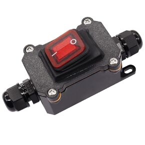 TWTADE Outdoor IP67 Waterproof Inline Switch 12V DC 20A 2 Position 4Pin DPST Toggle Switch with Red Light Rocker Button, Inline Cord Switch 12 Volt On Off Switch Two-Side Entry and Exit Line