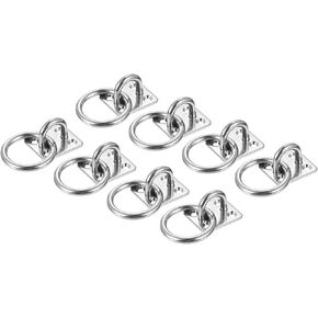 uxcell 8 Pcs Pad Eye Plate Hooks, 1.4 Inch 304 Stainless Steel Ceiling Hook with O Ring Marine Hanging Hook for Securing Hanging, Silver