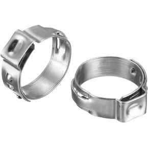 Pack of 50 7.0-8.5mm Single Ear Hose Clamps, MISPIRE 304 Stainless Steel Crimp Hose Clamps for Securing Pipe Hose, Automotive, Home Appliance