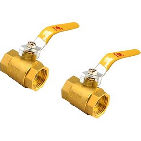 2- Pack 1" Full Port Ball Valve Brass， 1 Inch NPT Brass Valve，1" Female x 1" Female Thread Heavy Duty Brass Shut Off Valve Water, Oil and Gas