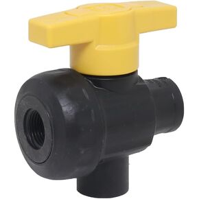 Tecomec® Polypropylene 3-Way Ball Valve - 1/2" FNPT, 240 PSI