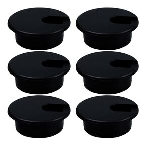 6pcs 1-3/8 inch Plastic Desk Grommet Wire Cord Cable Grommets Hole Cover (Black)