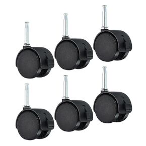 PATIKIL 2 Inch Swivel Stem Casters, 6 Pack Nylon 360 Degree Insert Swivel Stem Wheels with Brake for Chair Shelf Furniture Replacement, Black