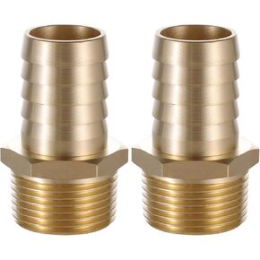 Brass Hose Barb Fitting 1" Hose Barb to 1" NPT Male, Air Hose Barb Fitting Adapter, For Water, Fuel, Home Brew Pipe Fittings, Pack of 2