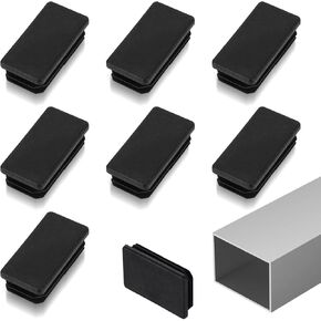 24 Pack 1 x 2 Inch Rectangle Plastic Plugs Tubing Black End Cap Rectangle Plastic Chair Leg Caps Post End Cap for Rectangle Plastic Plug Insert for Furniture