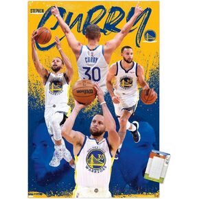 Trends International NBA Golden State Warriors - Stephen Curry 22 Wall Poster, 22.37" x 34.00", Poster & Mount Bundle