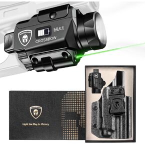 حافظة كومبو من ضوء الليزر WARRIORLAND MA1 مناسبة لـ S&W M&P 9 M2.0/M1.0 أسطوانة مدمجة 4.0 بوصة، مصباح يدوي مسدس 800 لومن، ضوء مسدس ليزر أخضر وحافظة IWB، قابلة لإعادة الشحن | مؤشر الطاقة