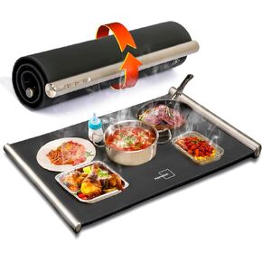 Silicone Warming Mat for Food Extra Large, HomeLux Full Surface Heating Electric Warming Tray Roll Up, 3 Temperature Adjustable Counter Warmer Pad, Kitchen Dish Heating Board for Buffets Party Home