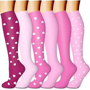 CHARMKING 6 Pairs-Compression Socks for Women & Men Circulation Best Support for Nurses, Running, Athletic,Flight Travel (Multi 36,S/M)