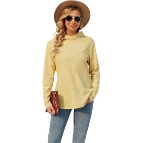 TAIPOVE Women's Cotton Basic Hooded Pullover Sweartshirt Casual Layering Lightweight Undershirts Long Sleeve Top