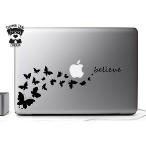 Butterfly Believe 13 Inch Vinyl Decal Sticker for MacBook Air Pro Laptop Notebook Auto Great Gift Mac PC Computer
