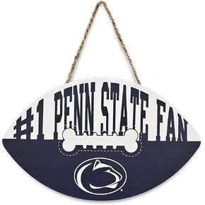 NCAA Penn State Nittany Lions Best Fan's Football Shape Sign with Dog Bone Design, Sporty Fence Sign College Football Fan Waterproof Wooden Wall Sign Yard Decor Indoor & Outdoor with Team Logo!