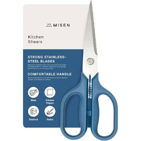 Misen Heavy Duty Kitchen Shears - Versatile Kitchen Scissors for Meat, Poultry & More - Easy Clean Kitchen Shears/Scissors - Ambidextrous Comfort Handle - Blue