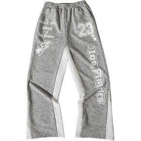 SHENHE Boy's Letter Print Elastic Waist Pants Wide Leg Pocket Athletic Sweatpants