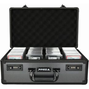 PREZA Graded Card Case - Slab Case for Graded Slabs - Premium Trading Card Storage Box with Upgraded Combination and Key Lock (X-Large)