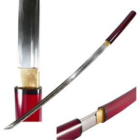 MAKOTO Handmade Shirasaya Samurai Katana Sharp Sword Burgundy Red