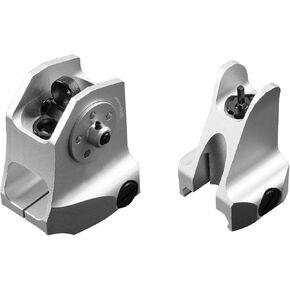 Fixed Iron Sights Set Backup Front and Rear Sight Combo Set for Picatinny Weaver Rail Mount (Sliver)