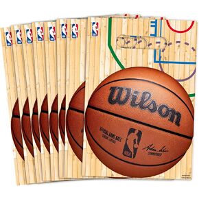 Amscan Eye-catching Multicolor NBA Wilson Ball Design Loot Bags - 9.2" x 6.5" (Pack of 8) - Loot Bags, Perfect Party Favors