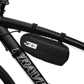 Bike Frame Bag – Waterproof Zippers and Water-Resistant Fabric, Dual Storage Compartments, Adjustable Straps – Fits All Frame Sizes, Perfect for Cycling, Commuting, and Adventure Rides (Black)