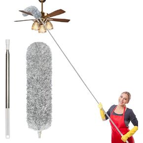 100-inch Extra-Long Dusters, Cleaner Tools with Extension Pole and Bendable and Washable Microfiber Head, Feather Duster for High Ceilings,Ceiling Fan,Furniture