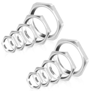 10Pcs Cast Pipe Fitting Hex Locknut, 1/4, 3/8, 1/2, 3/4, 1 Inch 304 Stainless Steel Hex Locknut NPT Female Thread Lock Nut for Plumbing Fixed