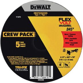 Dewalt Flexvolt 4-1/2 In. X .045 In. X 7/8 In. T1 5Pk Cutting Wheel