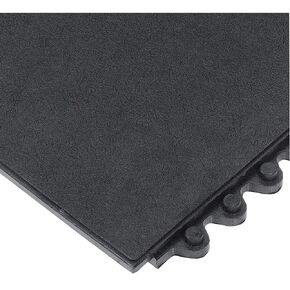Wearwell 24/Seven Solid GR Anti-Fatigue Interlocking Rubber Floor Tile - Black. 36" W x 36" L x 5/8" Thickness. Grease Resistant Natural Rubber. Modular. Industrial/Commercial Use (570.58x3x3GRBK)