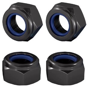 1/4-20 Lock Nut, Nylon Insert Hex Locknuts Locking Hex Nuts, Black e-Coating Stainless Steel, 50-Pack