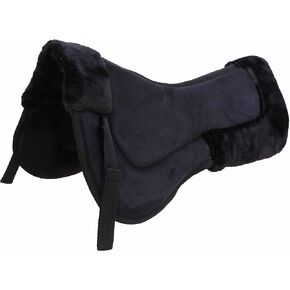 CHALLENGER 23"x22" Horse English Riding Black Contour Suede Leather Lined Half Pad 72180BK