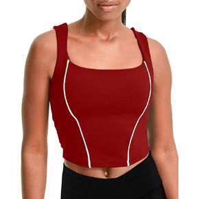 XUNYU Longline Sports Bras for Women Supportive Workout Tank Tops with Built in Bra Running Crop Yoga Top Open Back
