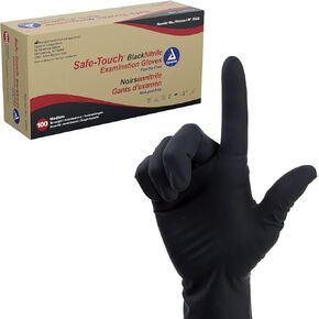 Dynarex Safe-Touch Black Disposable Nitrile Exam Gloves, Powder-Free, Used in Healthcare and Professional Settings, Law Enforcement, Tattoo, Salon or Spa, Medium, 1 Box of 100 Gloves