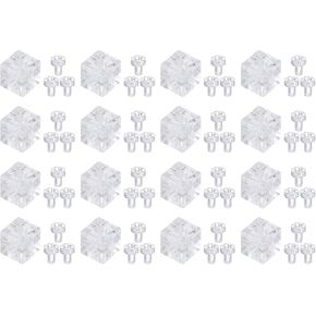 uxcell 16Pcs Corner Bracket, 0.39x0.39x0.39 Inch Cube Acrylic Corner Bracket for Reinforcement Connecting Furniture, Including Screws M4x6, Transparent