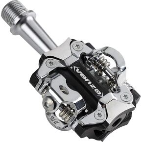 Venzo MTB Mountain Bike CNC Cr-Mo 6061 Aluminum Sealed Clipless Pedals 9/16" Compatible with Shimano SPD Type Cleats SM-SH51 MTB Shoes - Easy Clip in