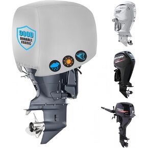 Outboard Motor Cover Waterproof Heavy Duty 900D Oxford Boat Motor Cover Fits 50-115 HP Outboard Engine,Gray