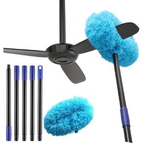 Ceiling Fan Cleaner Duster 7 Ft, Fan Duster for Ceiling Fan Blades, Removable Ceiling Fan Duster with Long Pole, Reusable Ceiling Cleaner Duster for High Ceilings, Fans, Furniture, Blinds