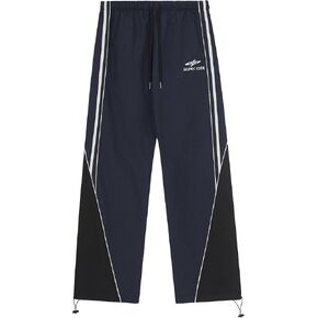 Aelfric Eden Womens Embroidery Patchwork Striped Track Pants Unisex Baggy Sweatpants Wide Leg Drawstring Y2K Pants
