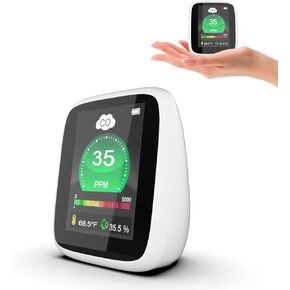 CO Carbon Monoxide Detector, 5-in-1 Indoor Air Quality Monitor, CO Level Monitor Alarm with Clear LCD Display Sound & Light Warning, Carbon Monoxide with Temperature & Humidity for Home (CO)
