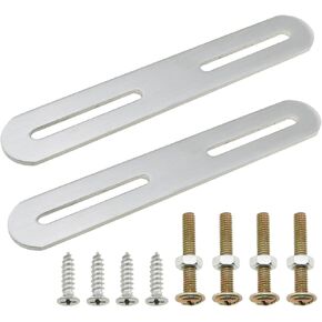 Heyous 2PCS Silver Adjustable Flat Patch Plate 6 Inch Stainless Steel Slotted Flat Support Bracket Patch Plate Fixing Connector with Screw Suitable for Fastening Timber and Sofa Connection