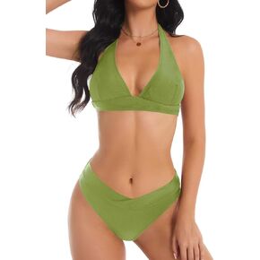 Bikini Sets for Women Two Piece Womens Swimsuits Sexy Adjustable Halter Tops Bathing Suit High Cut Bikini