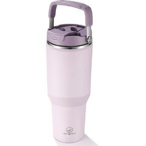 Gpeng 40 oz Tumbler with Handle, Water Bottles with Straw Lid, Insulated Stainless Steel Travel Mug Cup Holder Friendly, Keep Drinks Cold or Hot for 48+ Hours