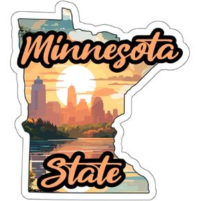 Minnesota State Sticker Travel Weatherproof Souvenir Decal Vinyl Small Waterproof for Water Bottle Mug Passport Notebook Laptop Computer Phone Car Stickers Size 4" ID44990