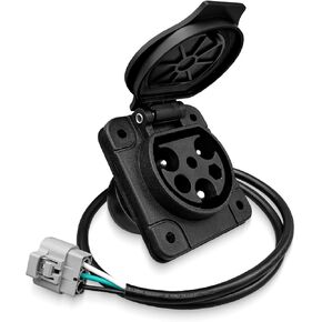Electric Golf Cart Charger Receptacle Head Replacement Compatible with Evolution Powersports Advanced EV Aetric, 3 Pin Golf Cart Charge Cable Port Socket Replace ST-031016-PZ